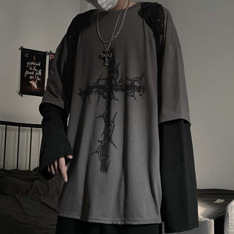 Street Fashion Goth - Grunge roupas femininas manga longa emo