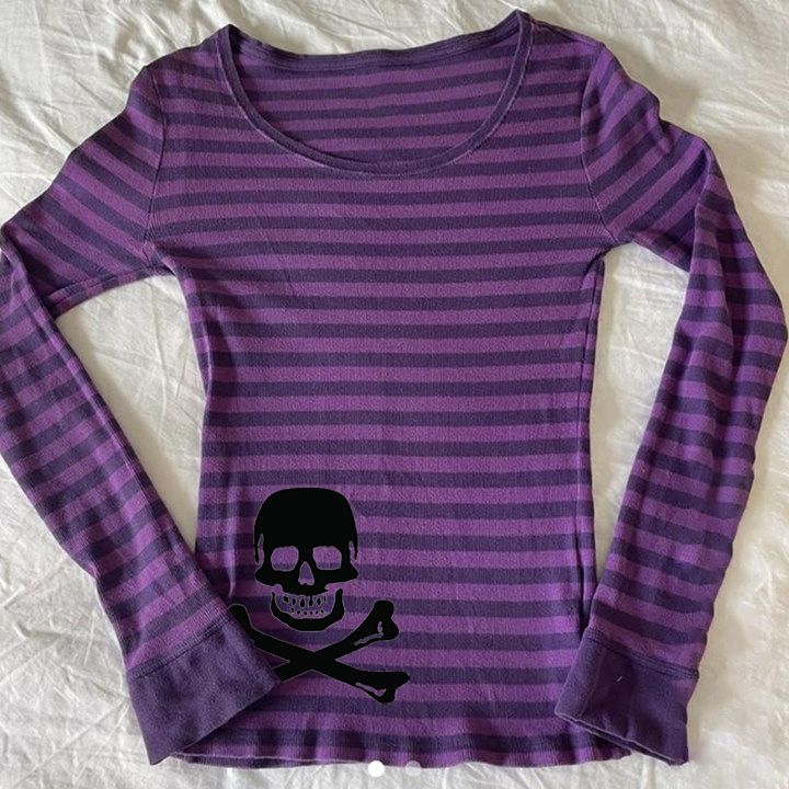 Street Fashion Goth - Top de manga comprida Y2k com