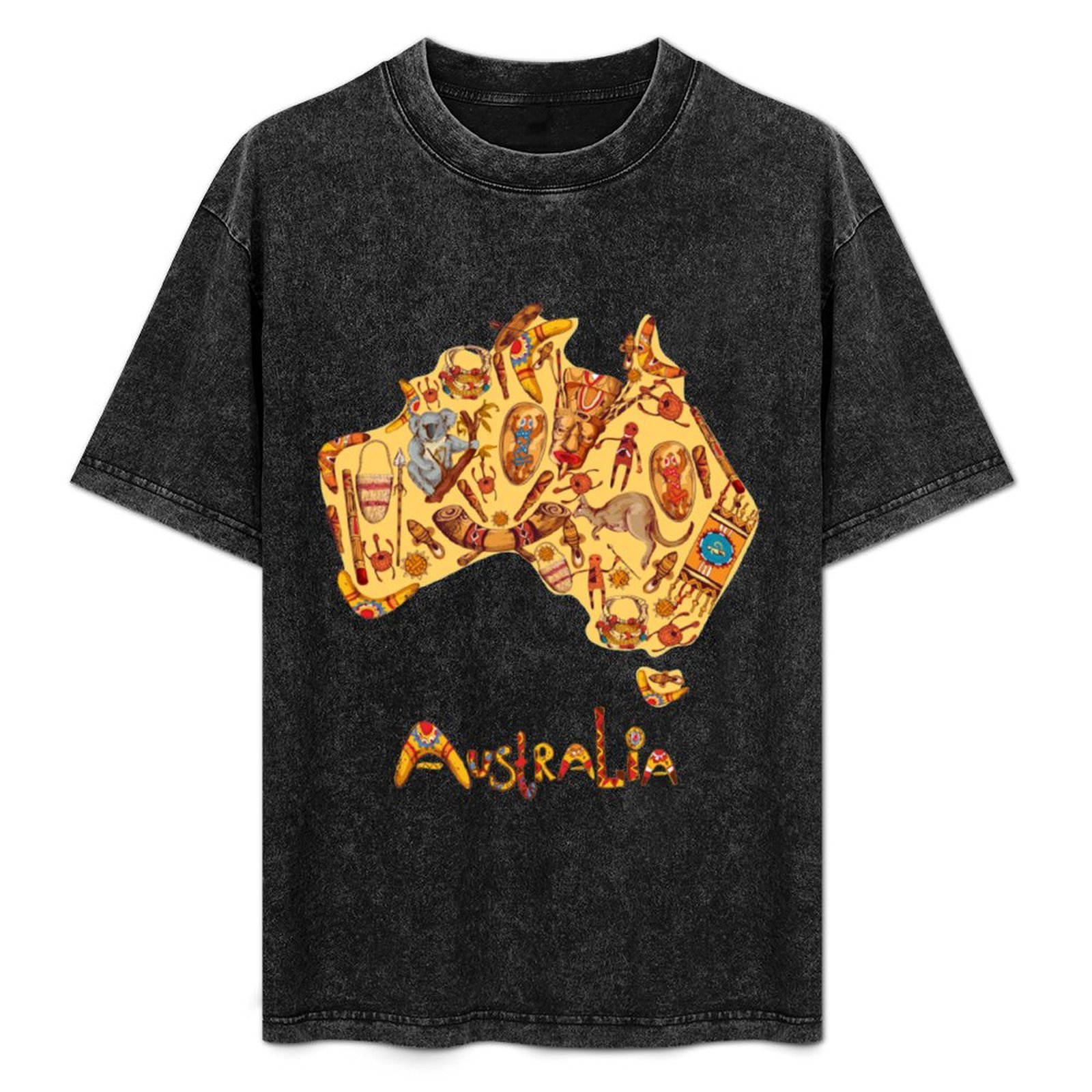 Street Fashion Australia - Camiseta com bandeira aborígine, mapa aborígine