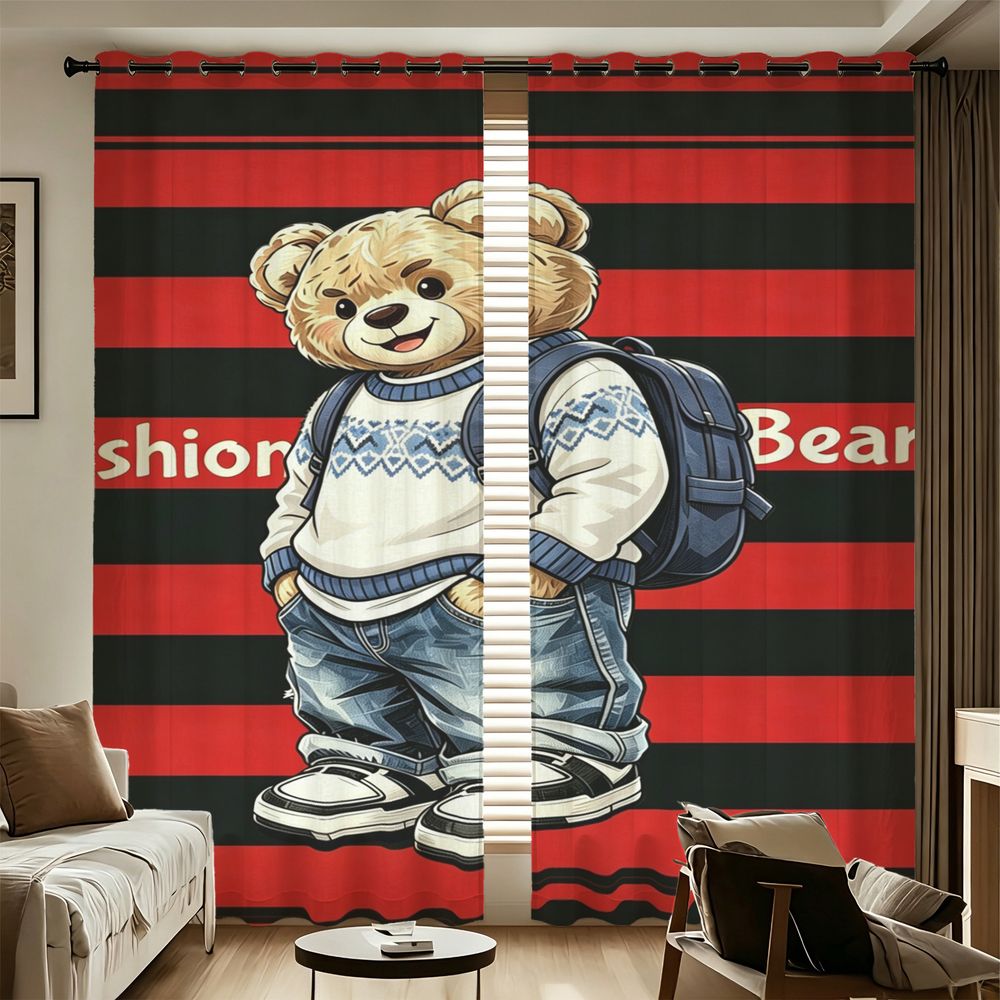 Fashion Street Quarto - Cortinas Estampadas de Urso Estilo Street