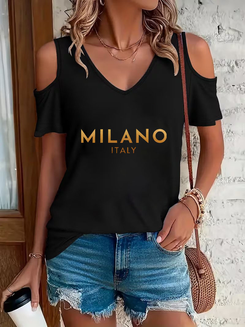 Street Fashion Milano - Camiseta Feminina Casual com Estampa de
