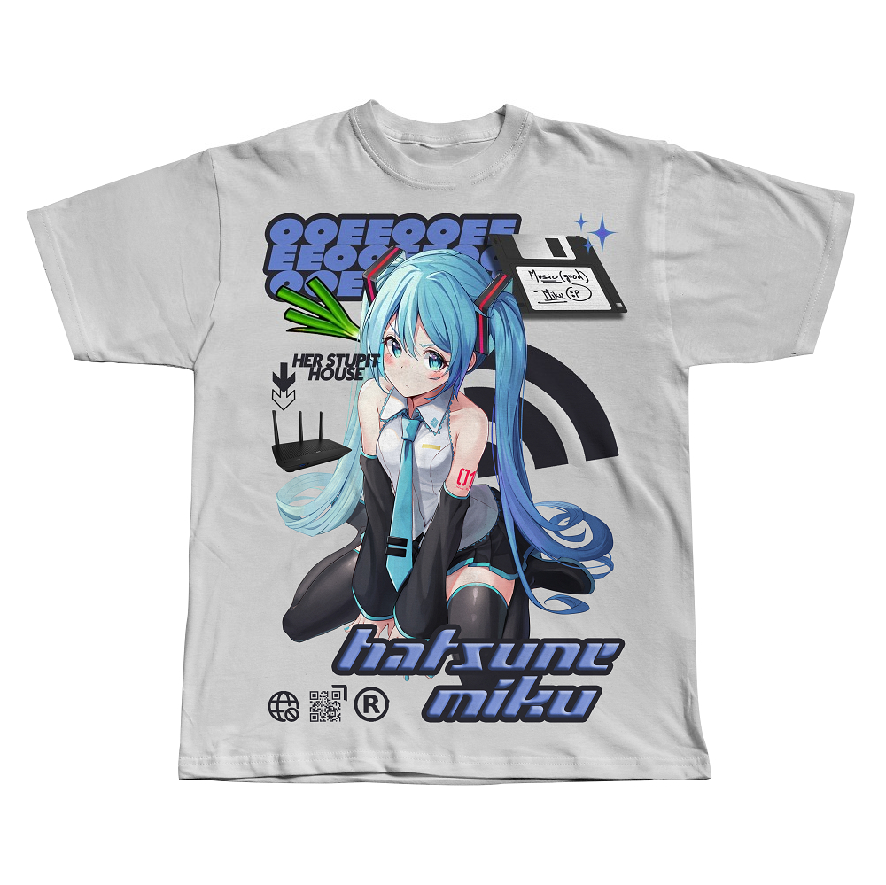 Street Fashion In Japanese - Camiseta de Manga Curta Hatsune Miku