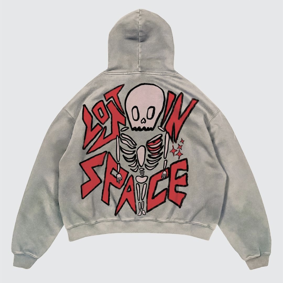 Street Fashion Goth - Rua Y2K carta impressa Hoodie de