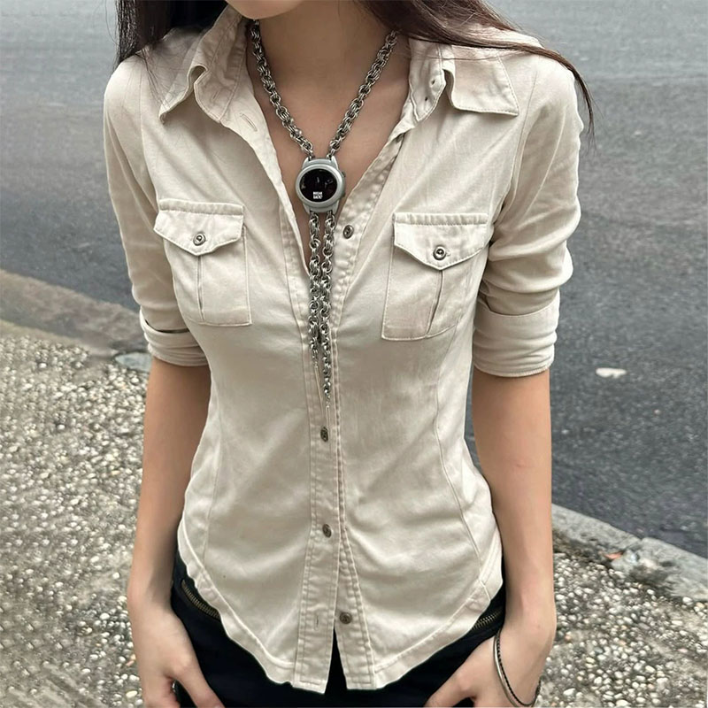 Street Fashion In Japanese - Camisas de Manga Curta com Botões