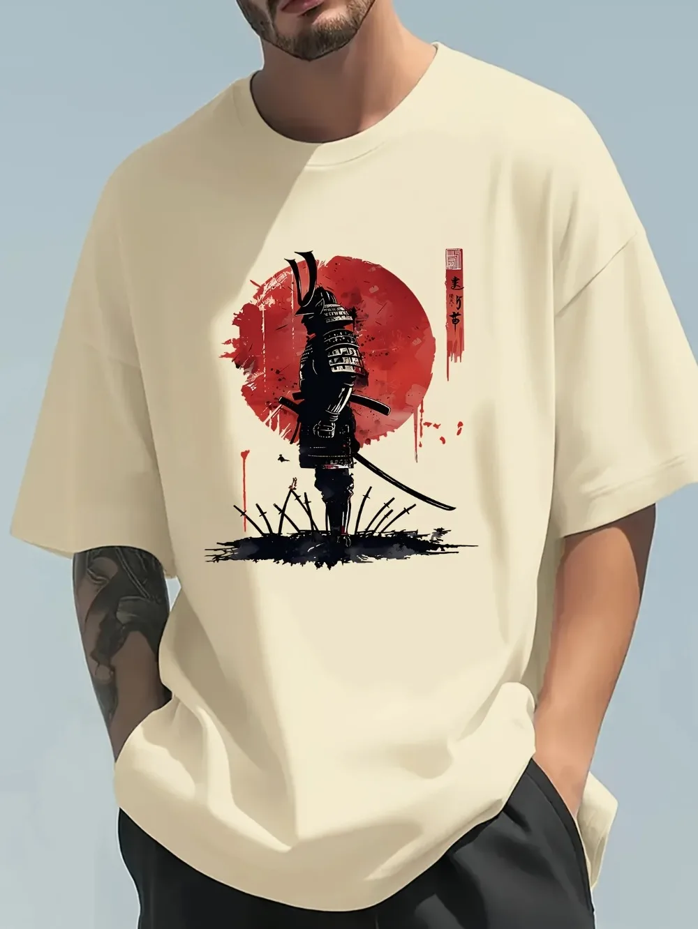 Street Fashion In Japanese - Camiseta Masculina Fashiona Casual Solta com