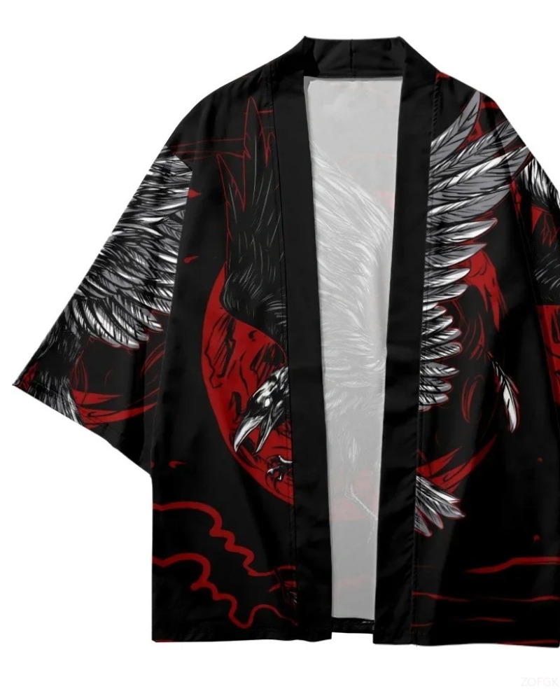 Moda corvo impresso frente abe - Street Fashion In Japanese avaliação e preço