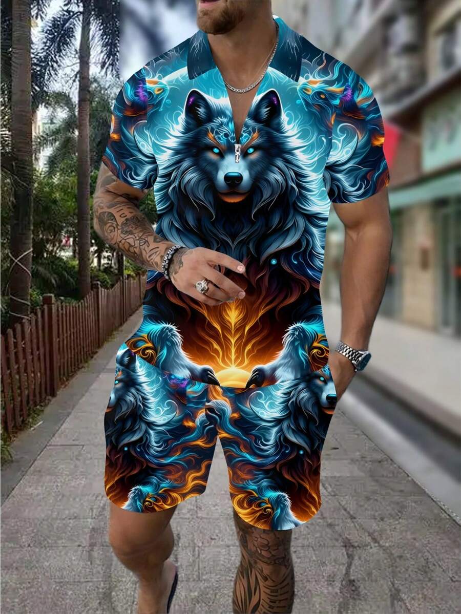 Conjunto de Camisa Polo com Zí - Street Fashion Outfit For Men avaliação e preço