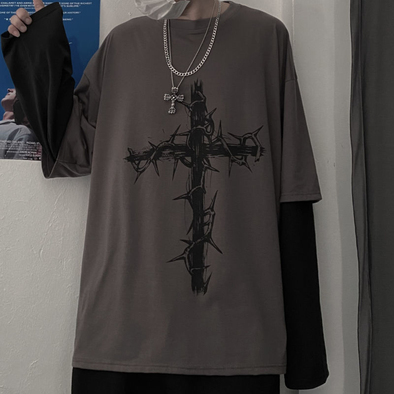 Grunge roupas femininas manga  - Street Fashion Goth avaliação e preço