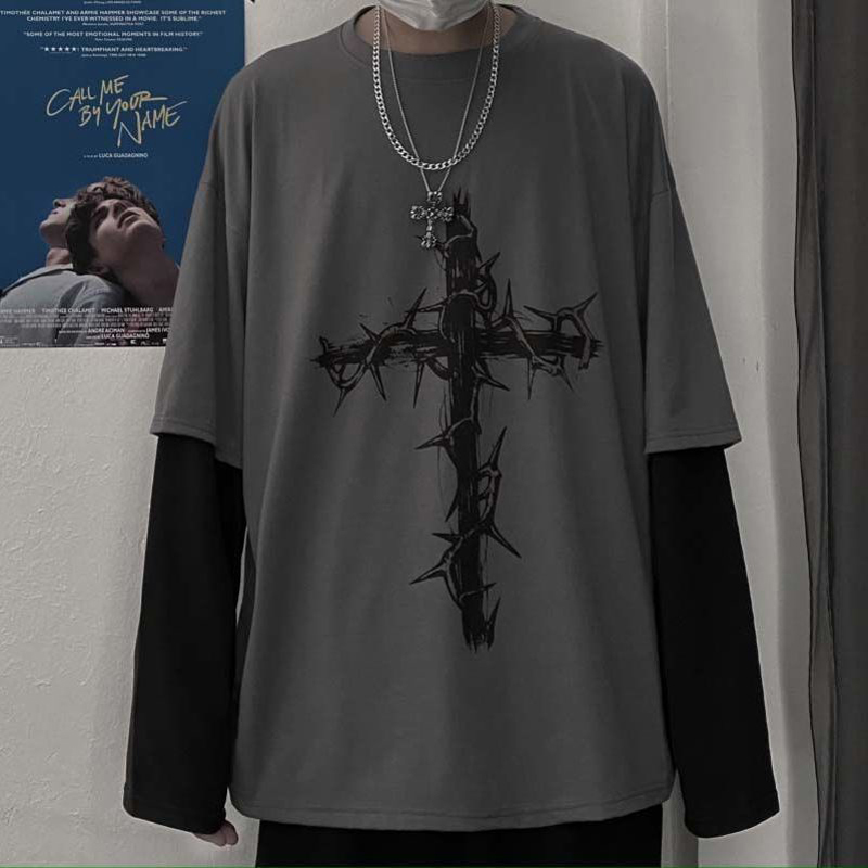Grunge roupas femininas manga  - Street Fashion Goth avaliação e preço