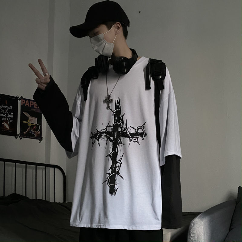 Grunge roupas femininas manga  - Street Fashion Goth avaliação e preço
