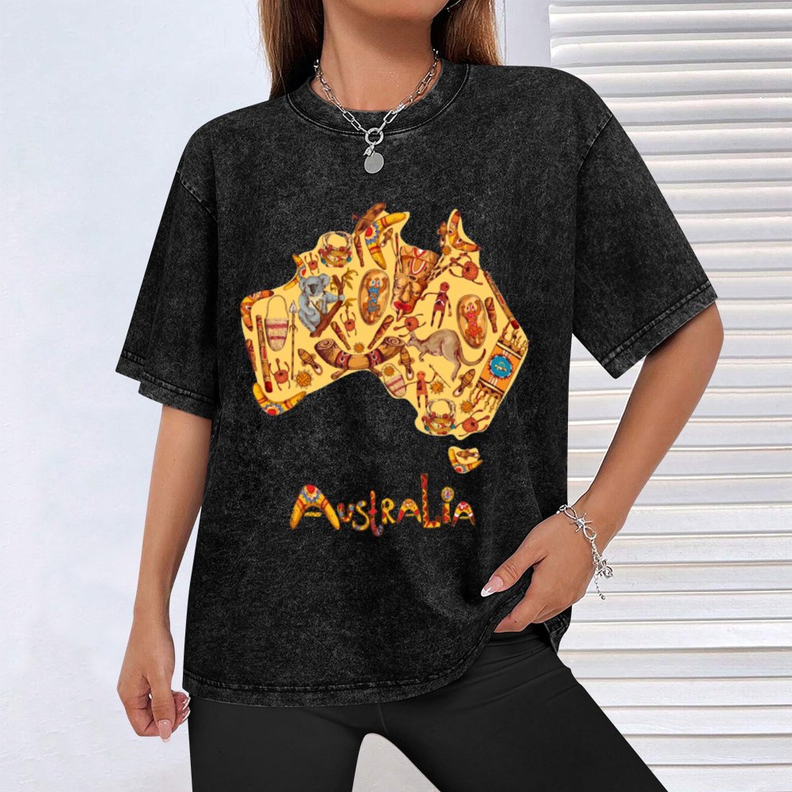 Camiseta com bandeira aborígin - Street Fashion Australia avaliação e preço