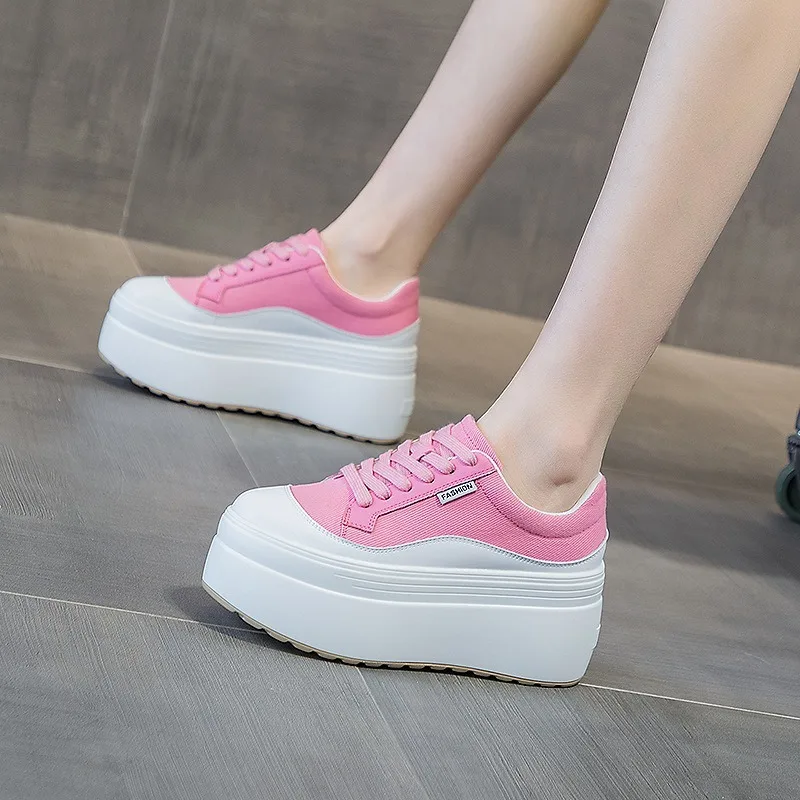 8cm nova lona de couro genuíno - Street Fashion Ladies avaliação e preço