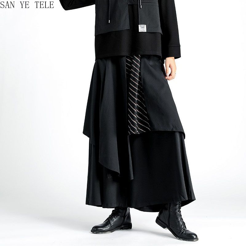 Calças Masculinas Pretas Irreg - Street Fashion In Japanese avaliação e preço