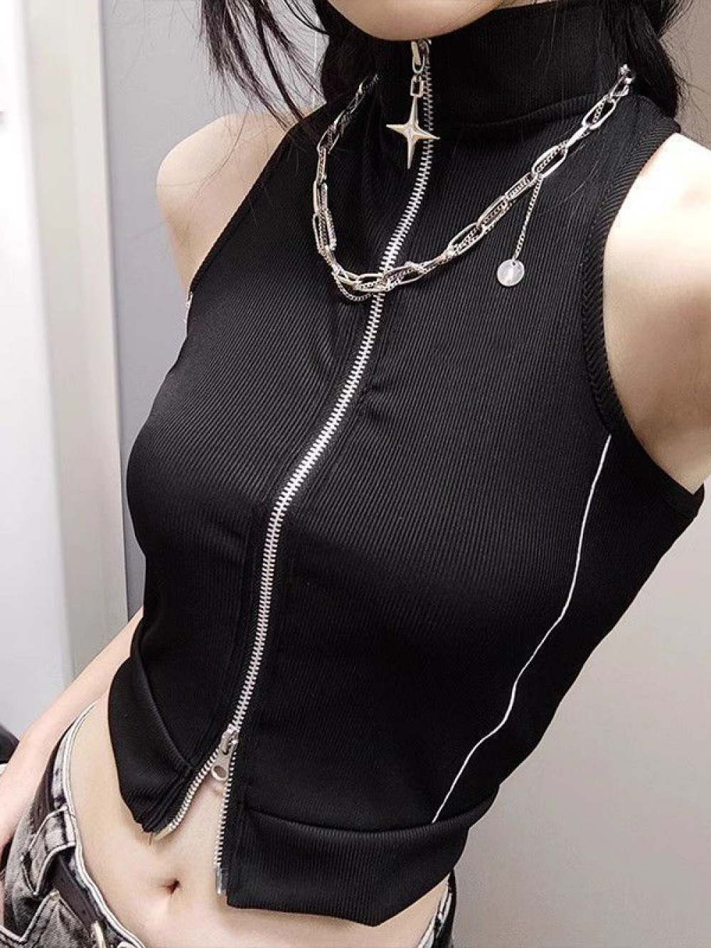 Colete Curto Feminino de Verão - Street Fashion Goth avaliação e preço