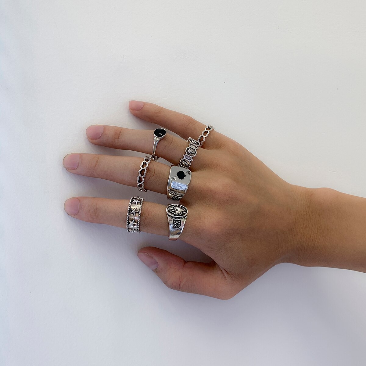 Anéis antigos de prata para ho - Street Fashion Goth avaliação e preço